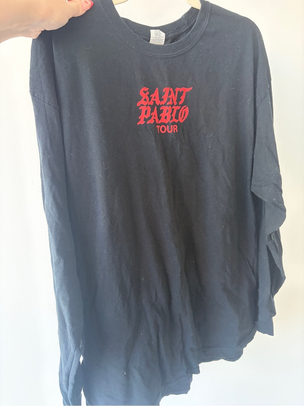 Saint Pablo Tour Long Sleeve Shirt - Black with Red Logo